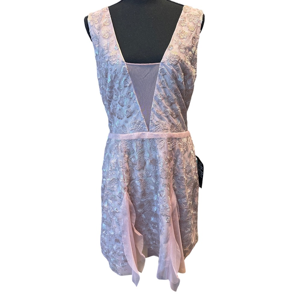 BCBGMAXAZRIA Phoebe Dress Antique Rose Pink Floral Lace Embroidered Mesh 12 NWT